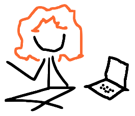 christopher as a stick figure sitting at a laptop